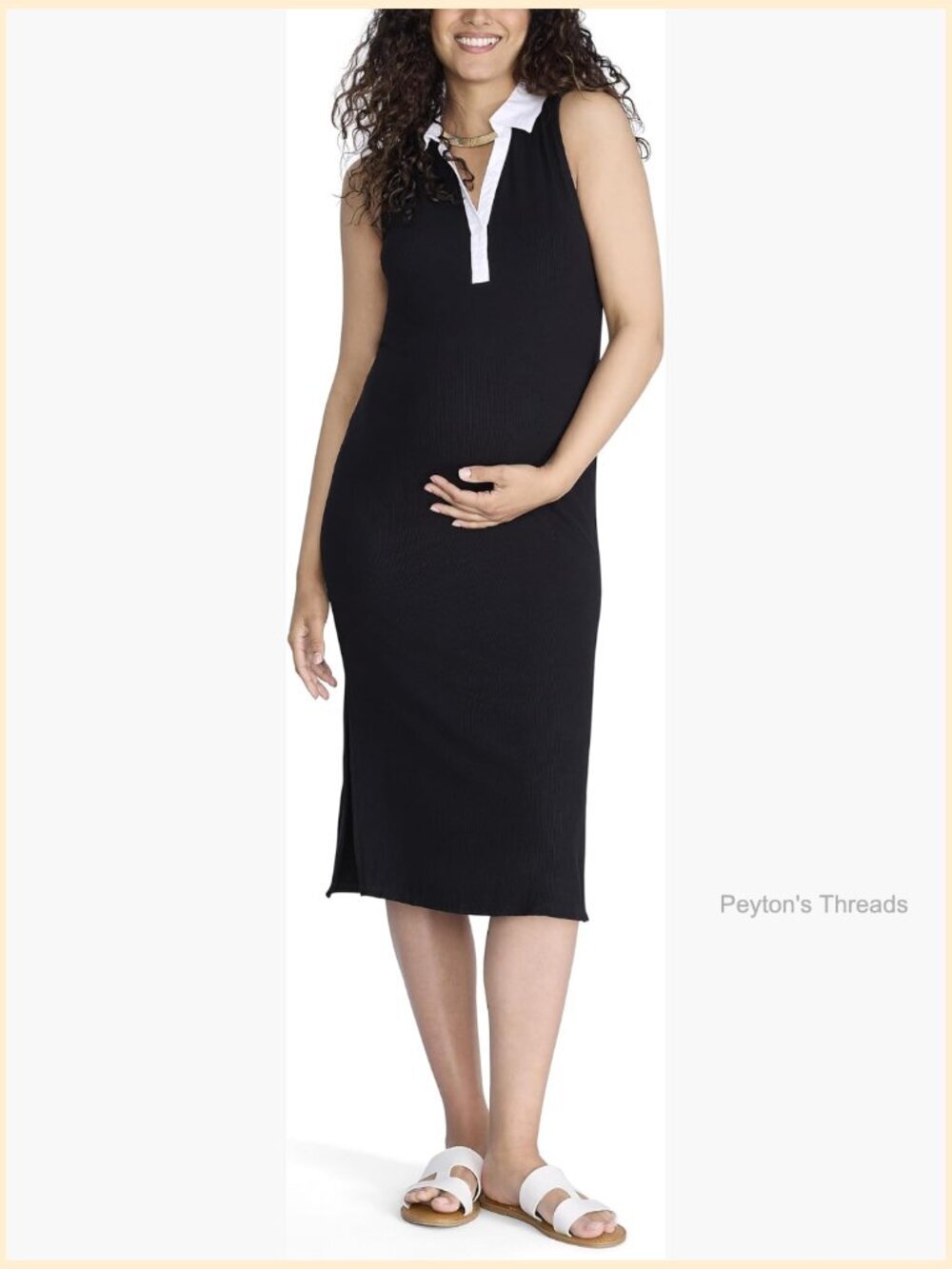 Sleeveless Polo Midi Bodycon Maternity Dress